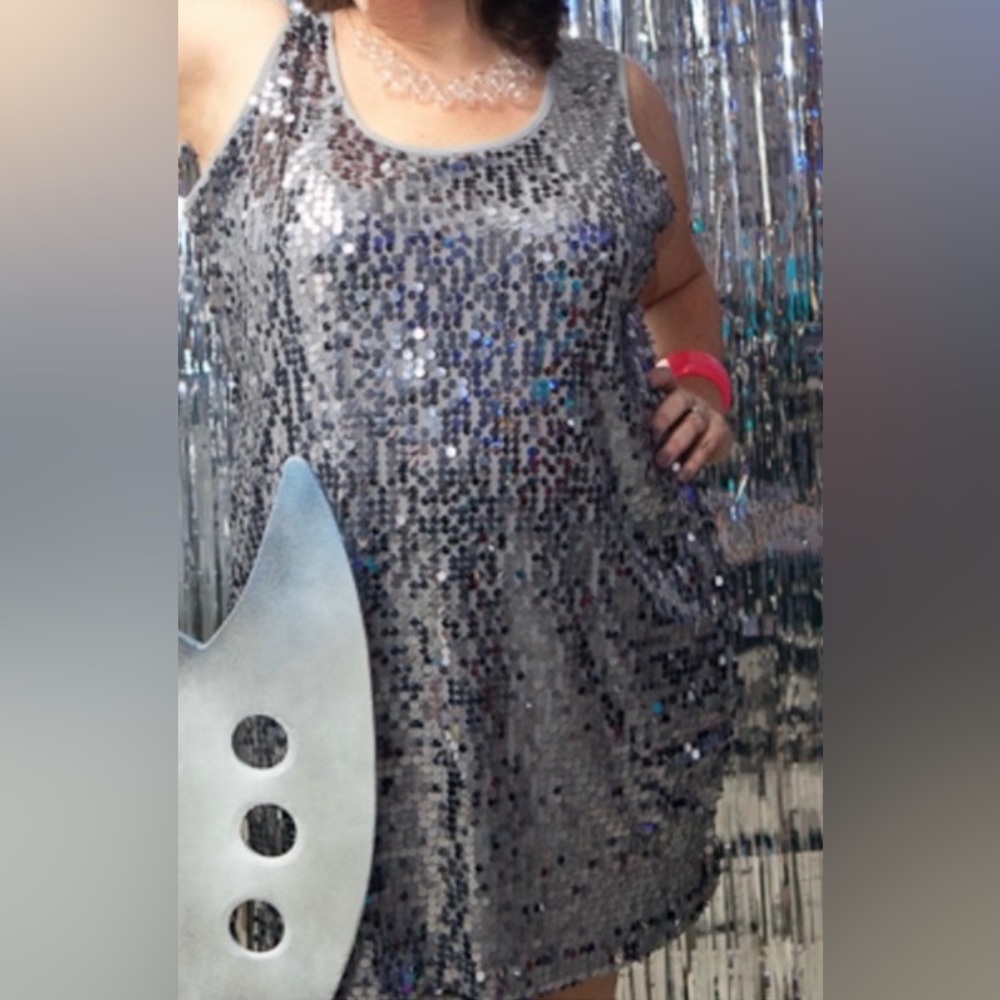 Calvin Klein perfect sequined silver tank dress